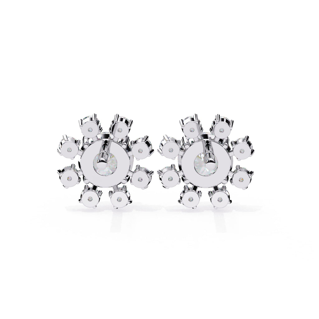 Unique Round Cut Lab Diamond Floral Stud Earrings