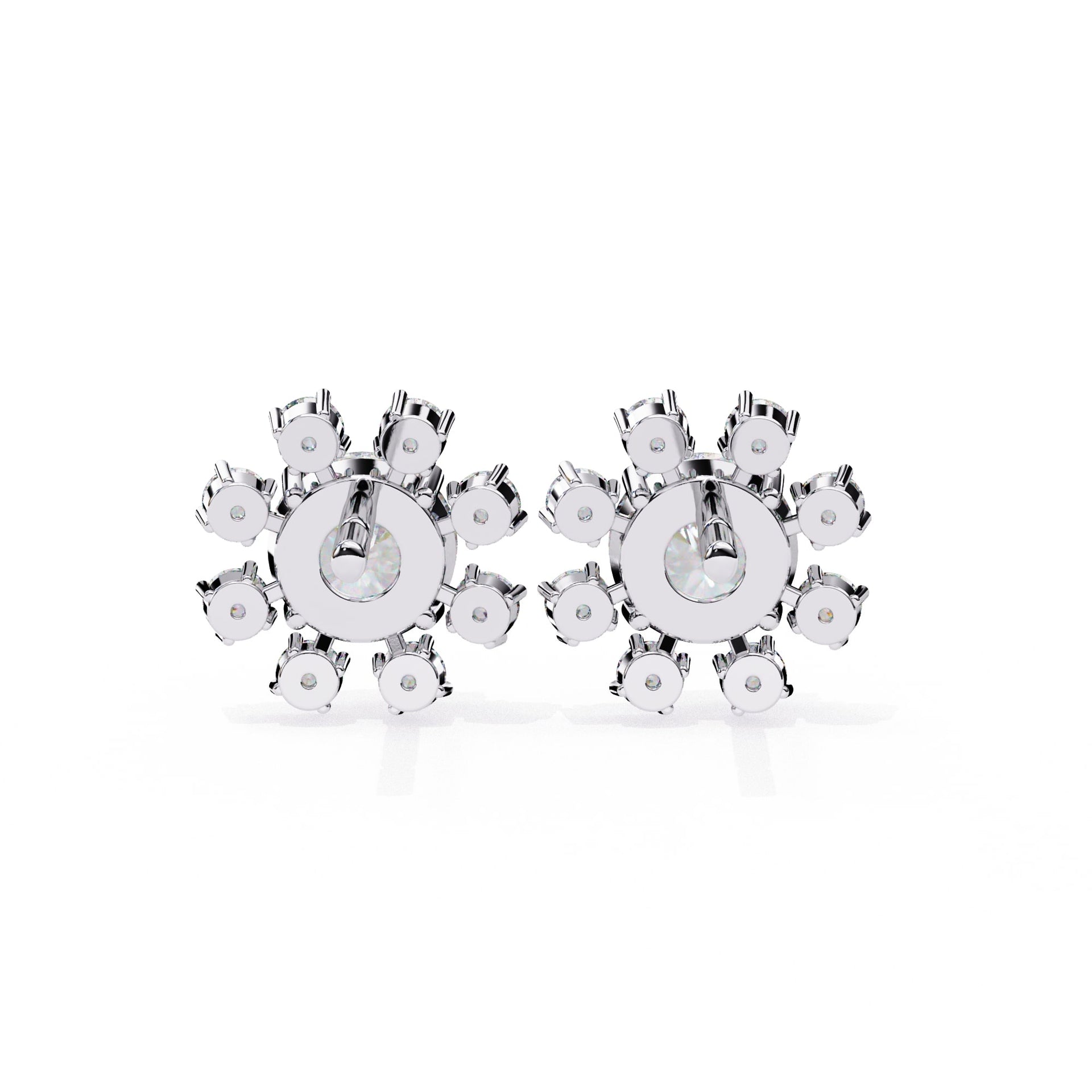 Round Cut Lab Diamond Floral Stud Earrings