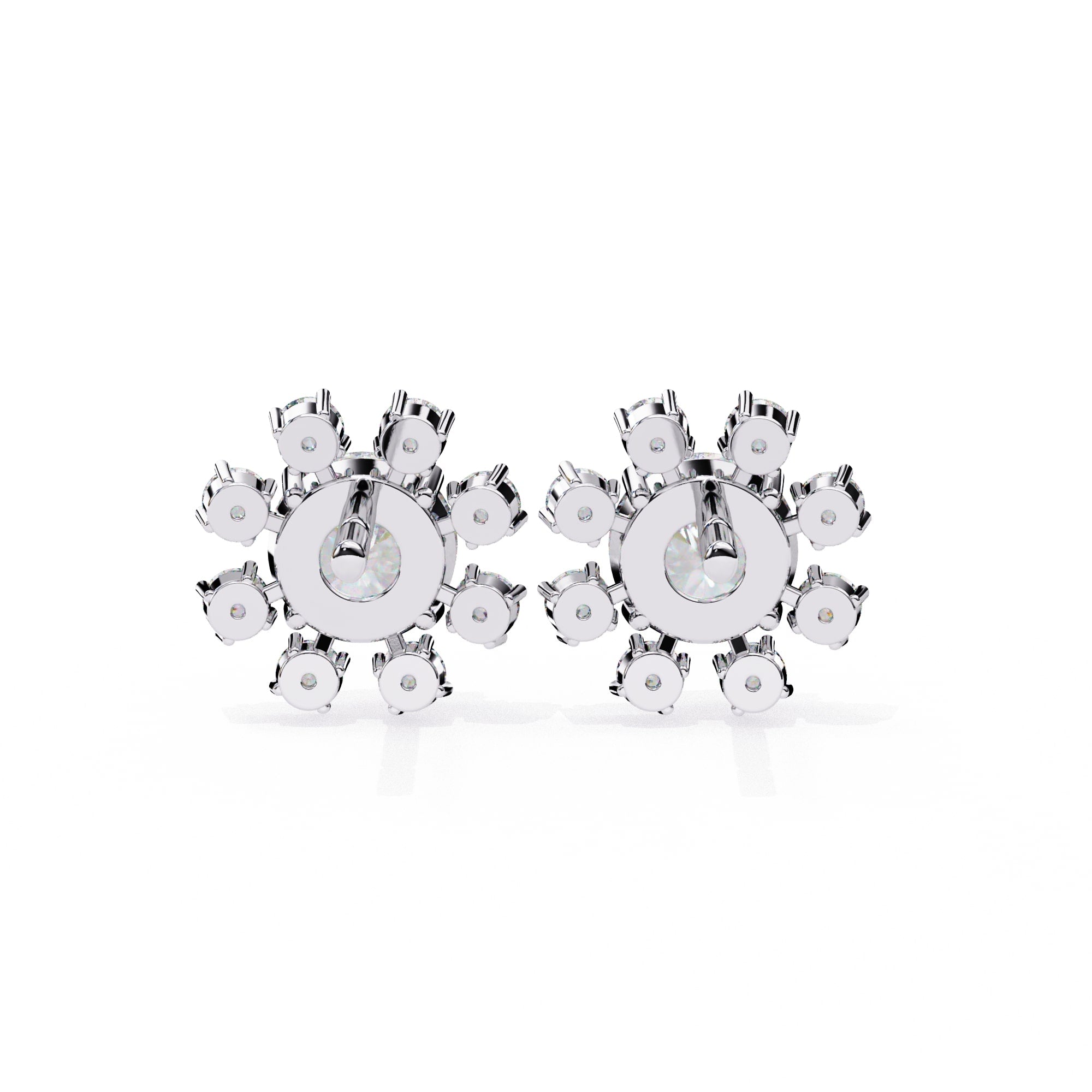 Unique Round Cut Lab Diamond Floral Stud Earrings