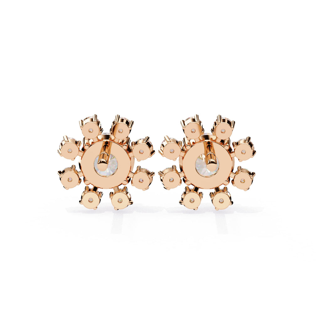 Unique Round Cut Lab Diamond Floral Stud Earrings