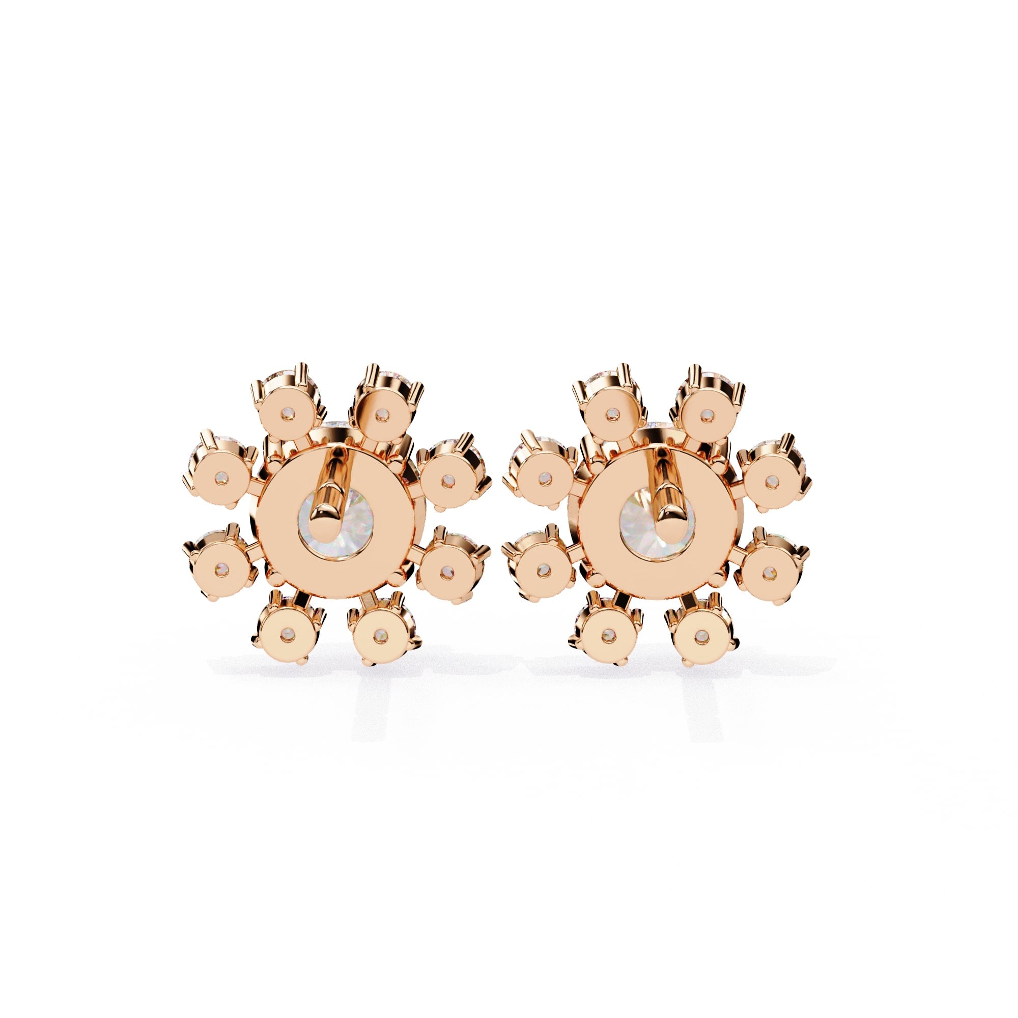 Unique Round Cut Lab Diamond Floral Stud Earrings