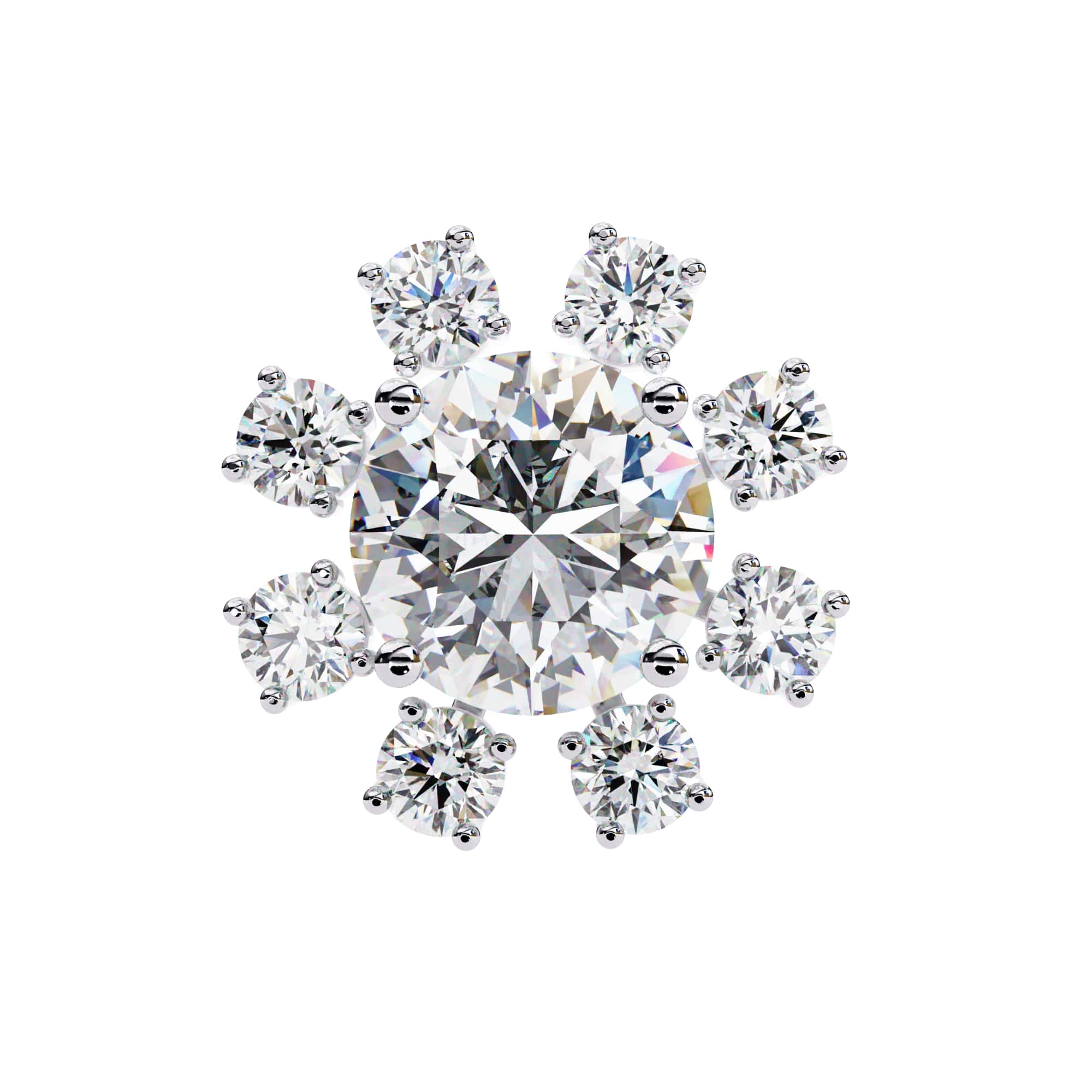 Unique Round Cut Lab Diamond Floral Stud Earrings