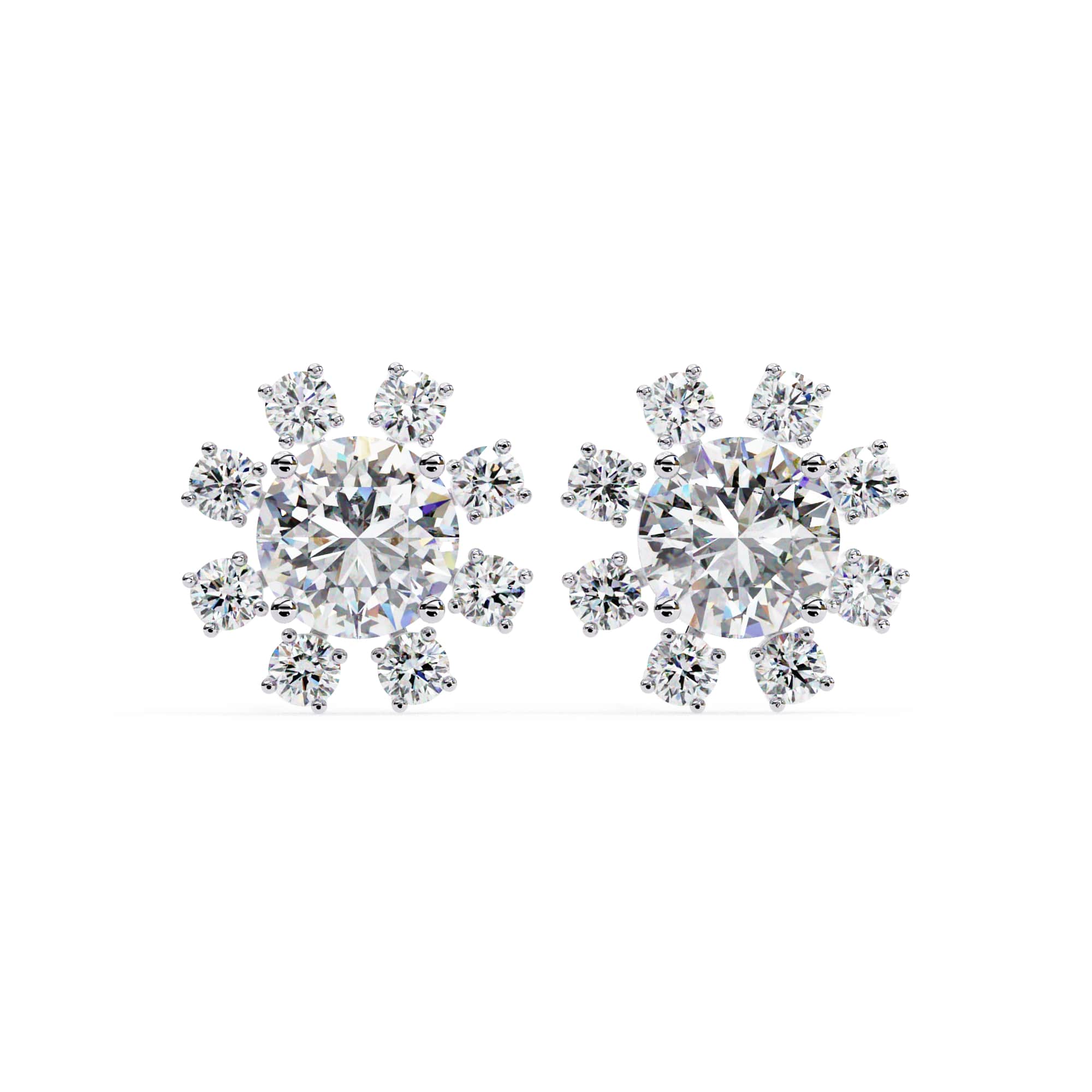 Unique Round Cut Lab Diamond Floral Stud Earrings