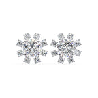 Round Cut Lab Diamond Floral Stud Earrings