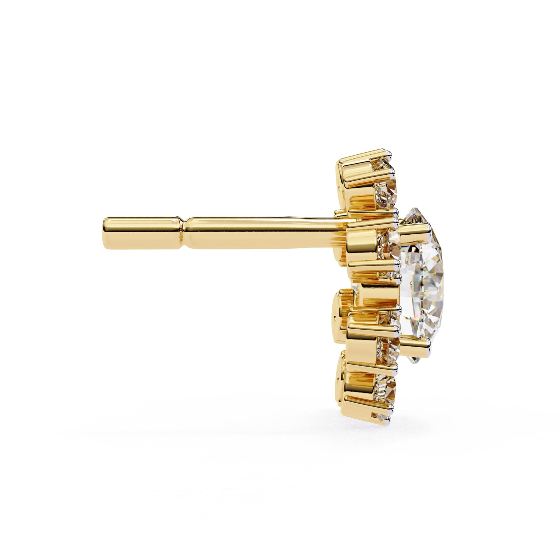 Round Cut Lab Diamond Floral Stud Earrings