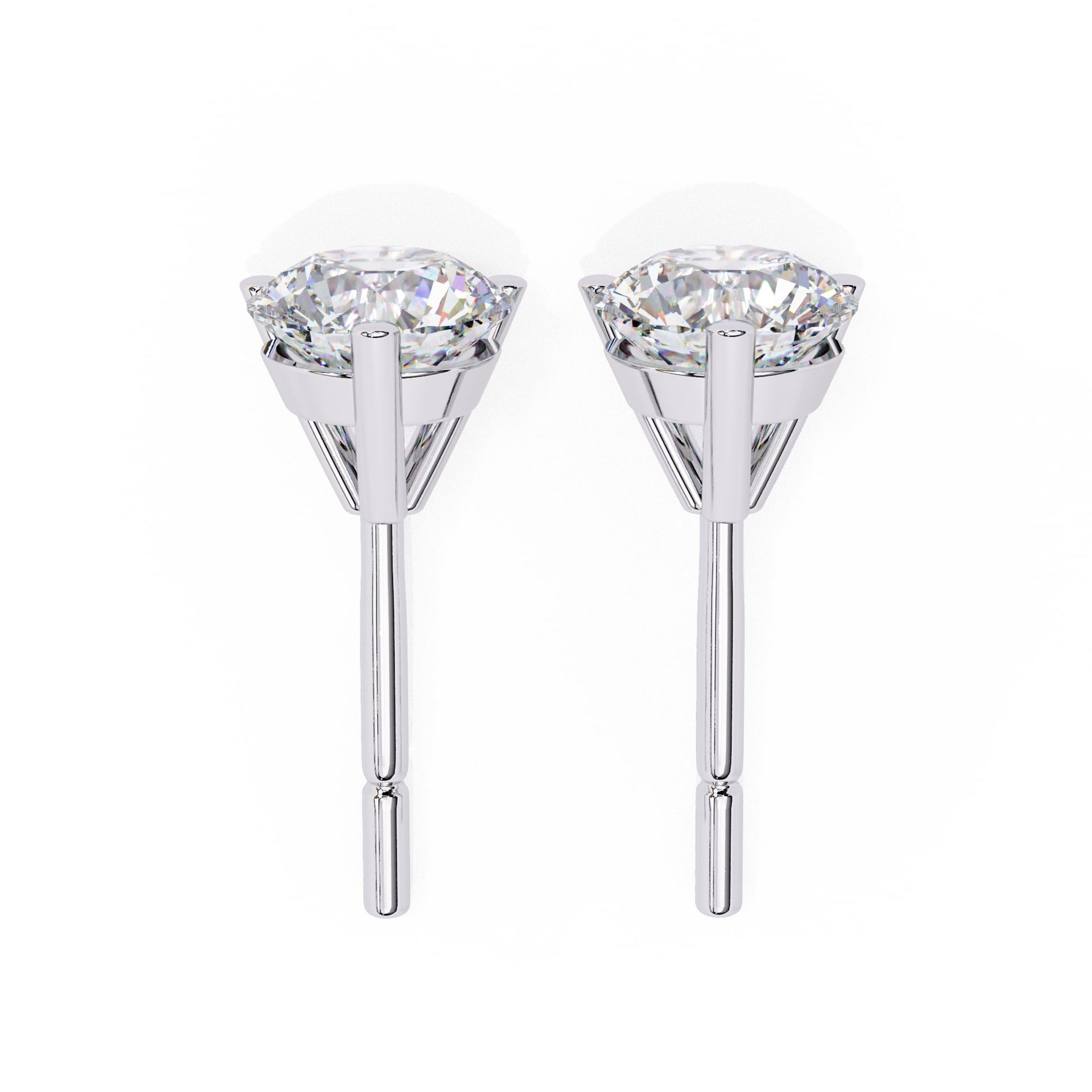 Lab Grown Round Diamond Stud Earrings