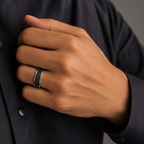 Multiple Round Cut Black Diamond Mens Eternity Pave Ring