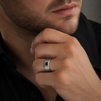 Round Cut Black Diamond Men's Wedding Band