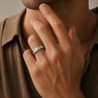 1.1 ct Round Cut Lab Grown Diamond 14K White Gold Pave Ring For Him