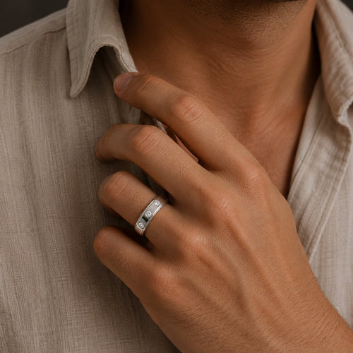 0.27 Carat Round Lab Grown Diamond Flush Setting Engagement Ring For Men