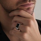 4 Carat Radiant Cut Black Diamond Statement Ring For Men