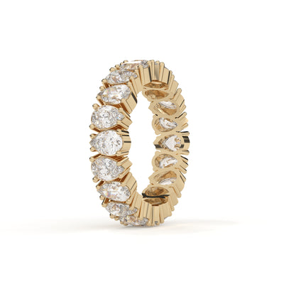 Gold ring with diamonds on a white background