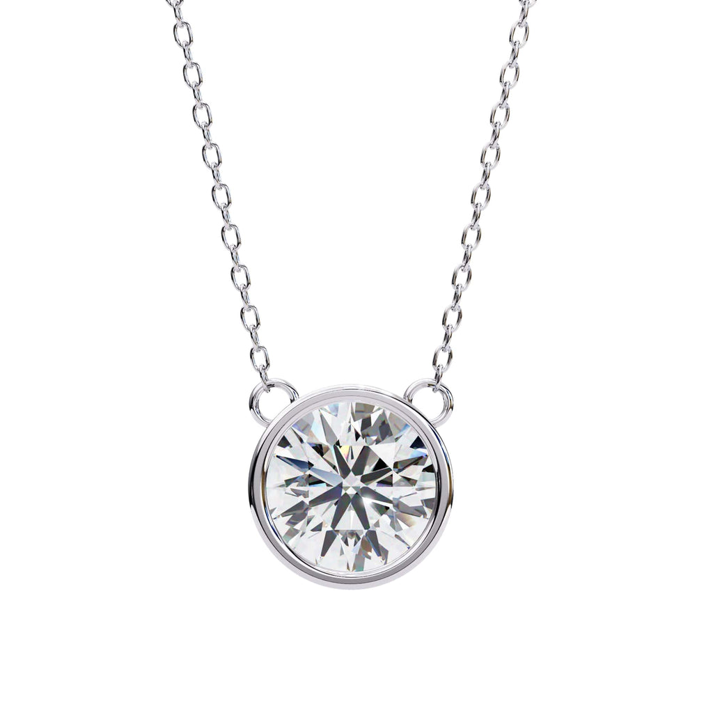 1.78 Carat Lab Grown Round Cut Bezel Set Diamond Pendant