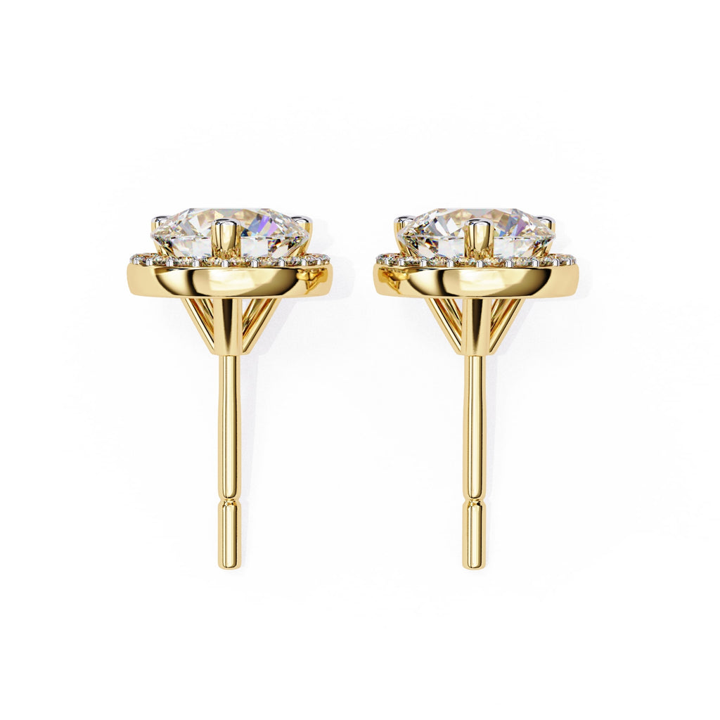 Round Cut Lab Diamond Halo Stud Earrings