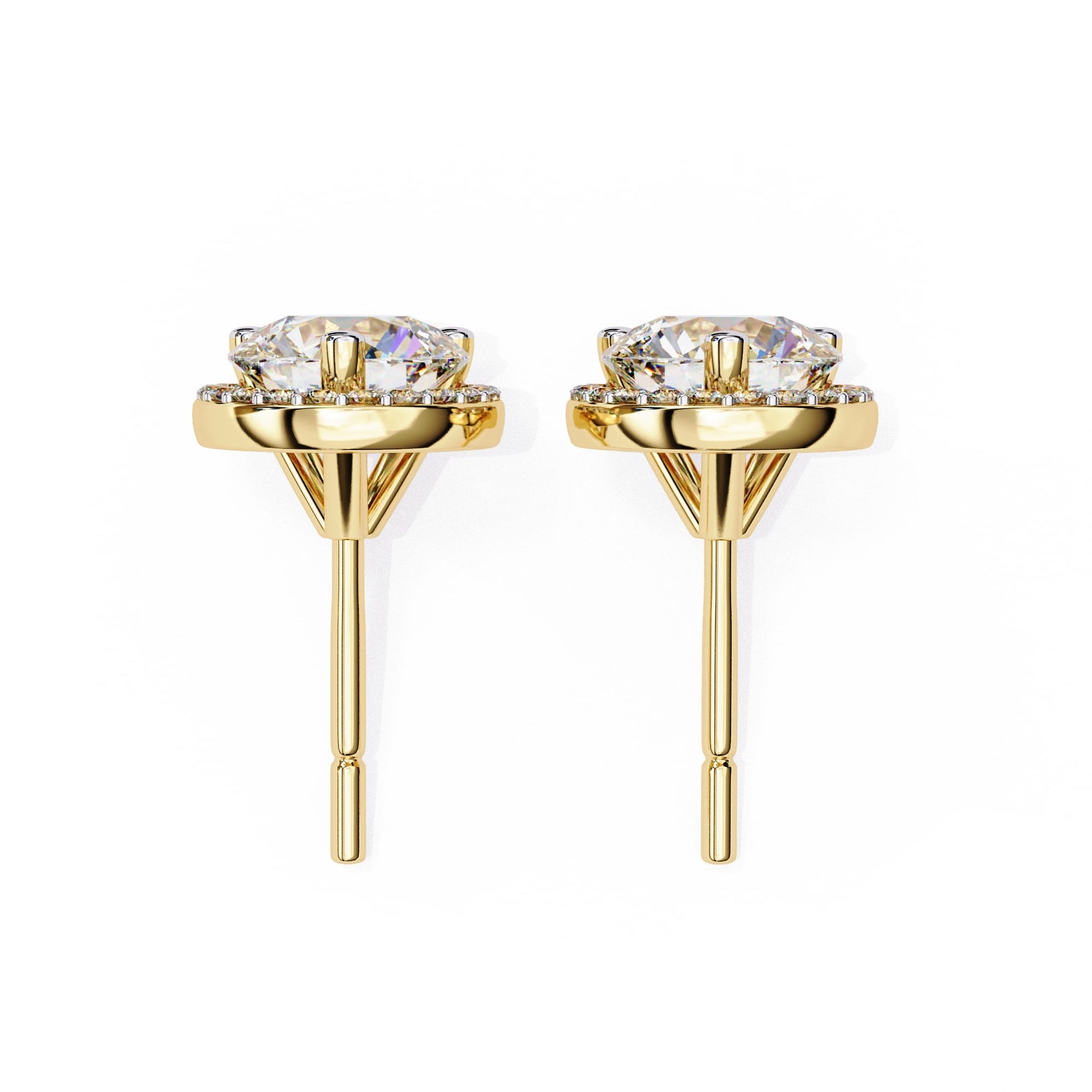 Round Cut Lab Diamond Halo Stud Earrings