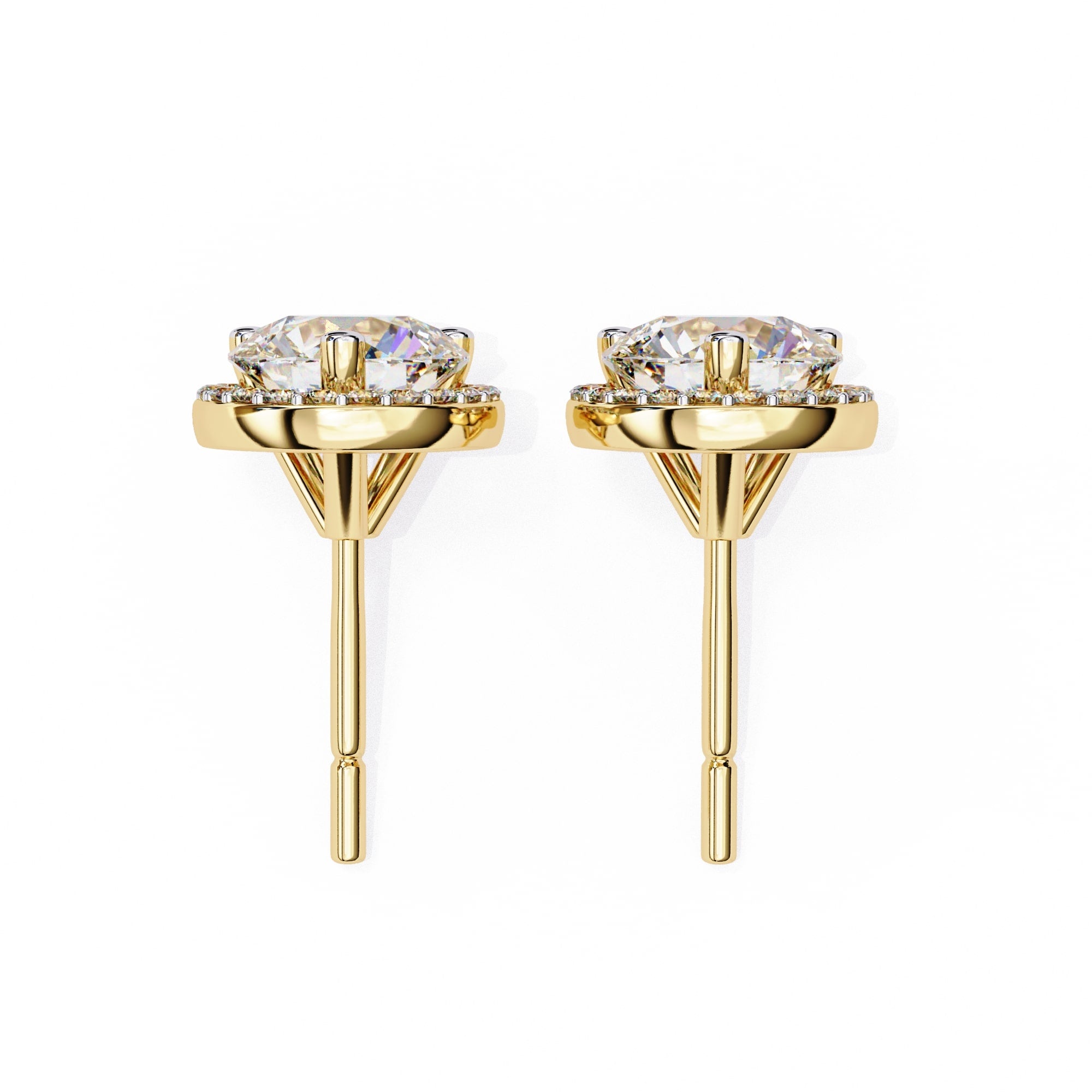 Round Cut Lab Diamond Halo Stud Earrings