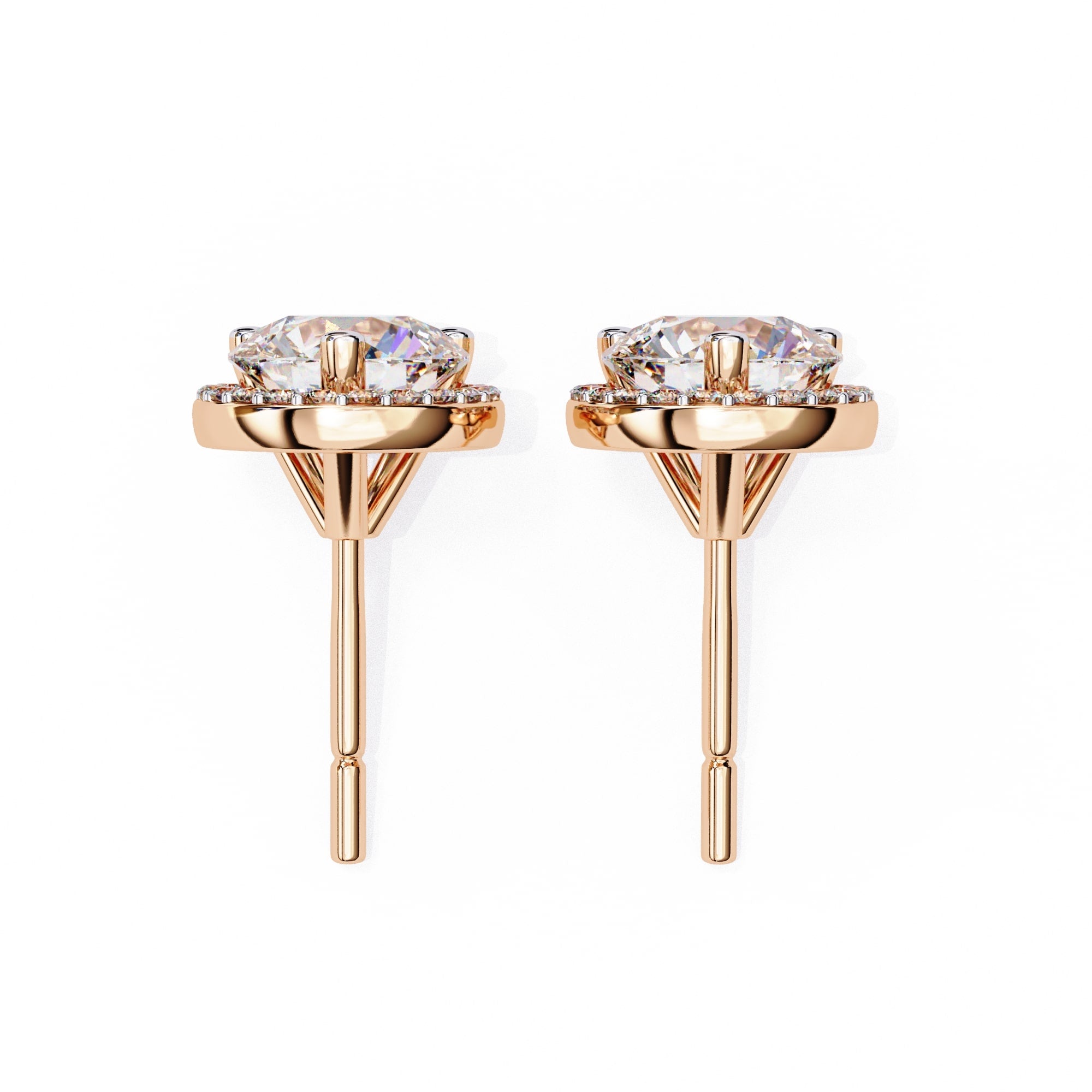 Round Cut Lab Diamond Halo Stud Earrings