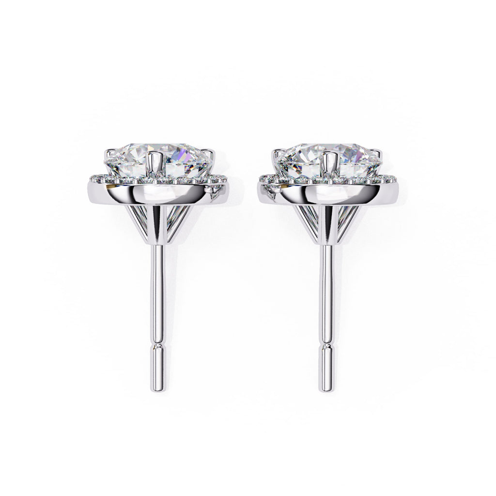 Round Cut Lab Diamond Halo Stud Earrings