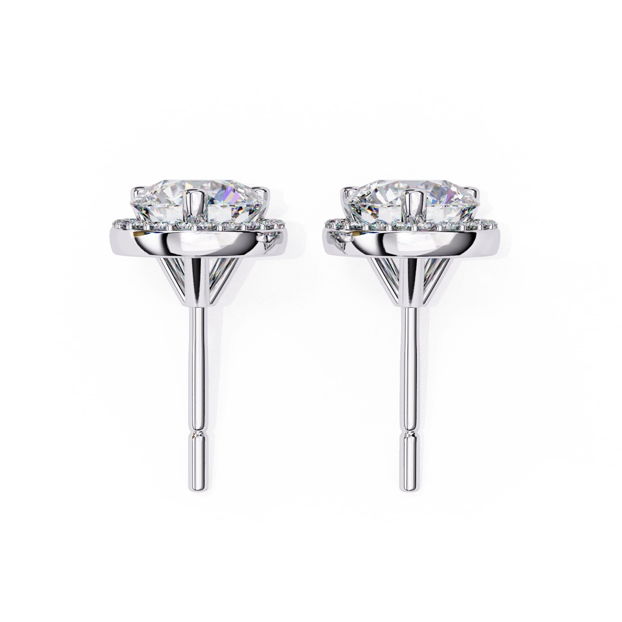 Round Cut Lab Diamond Halo Stud Earrings