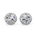 2 Carat Halo Lab Grown Round Diamond Push Back Earrings