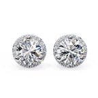 Round Cut Lab Diamond Halo Stud Earrings