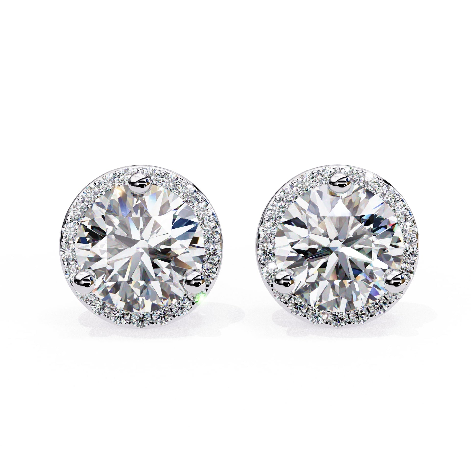 Round Cut Lab Diamond Halo Stud Earrings