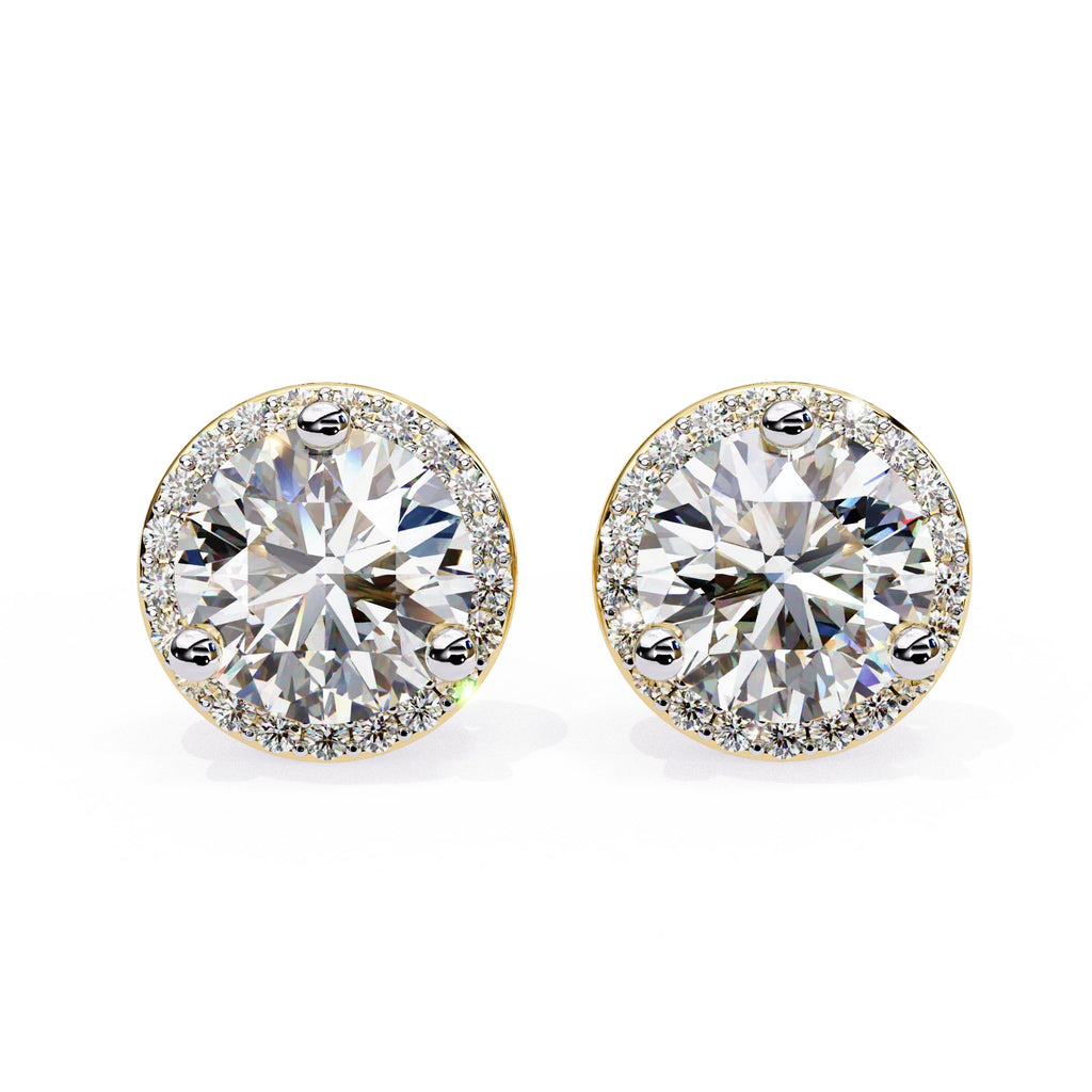 Round Cut Lab Diamond Halo Stud Earrings