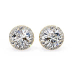 Round Cut Lab Diamond Halo Stud Earrings
