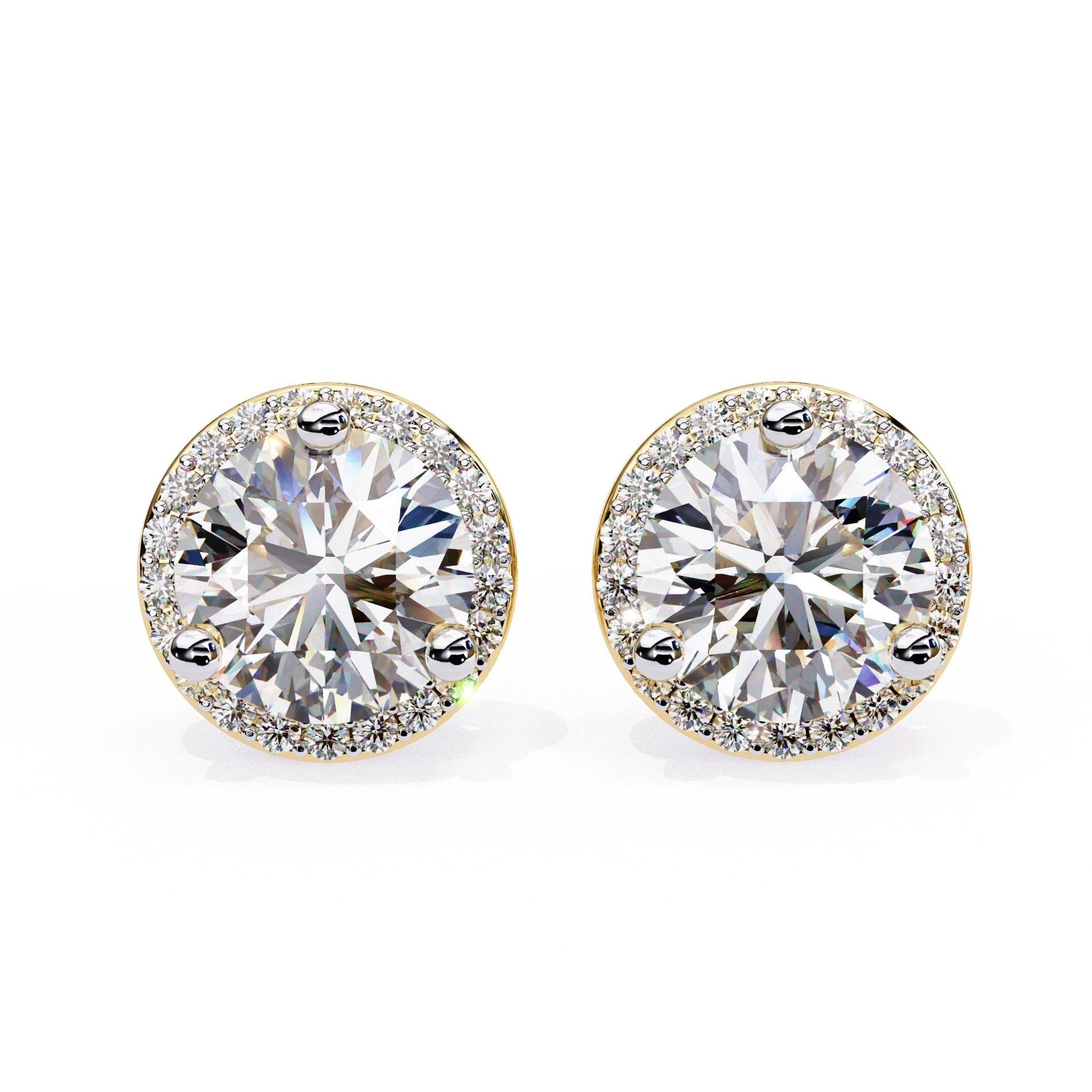 Round Cut Lab Diamond Halo Stud Earrings