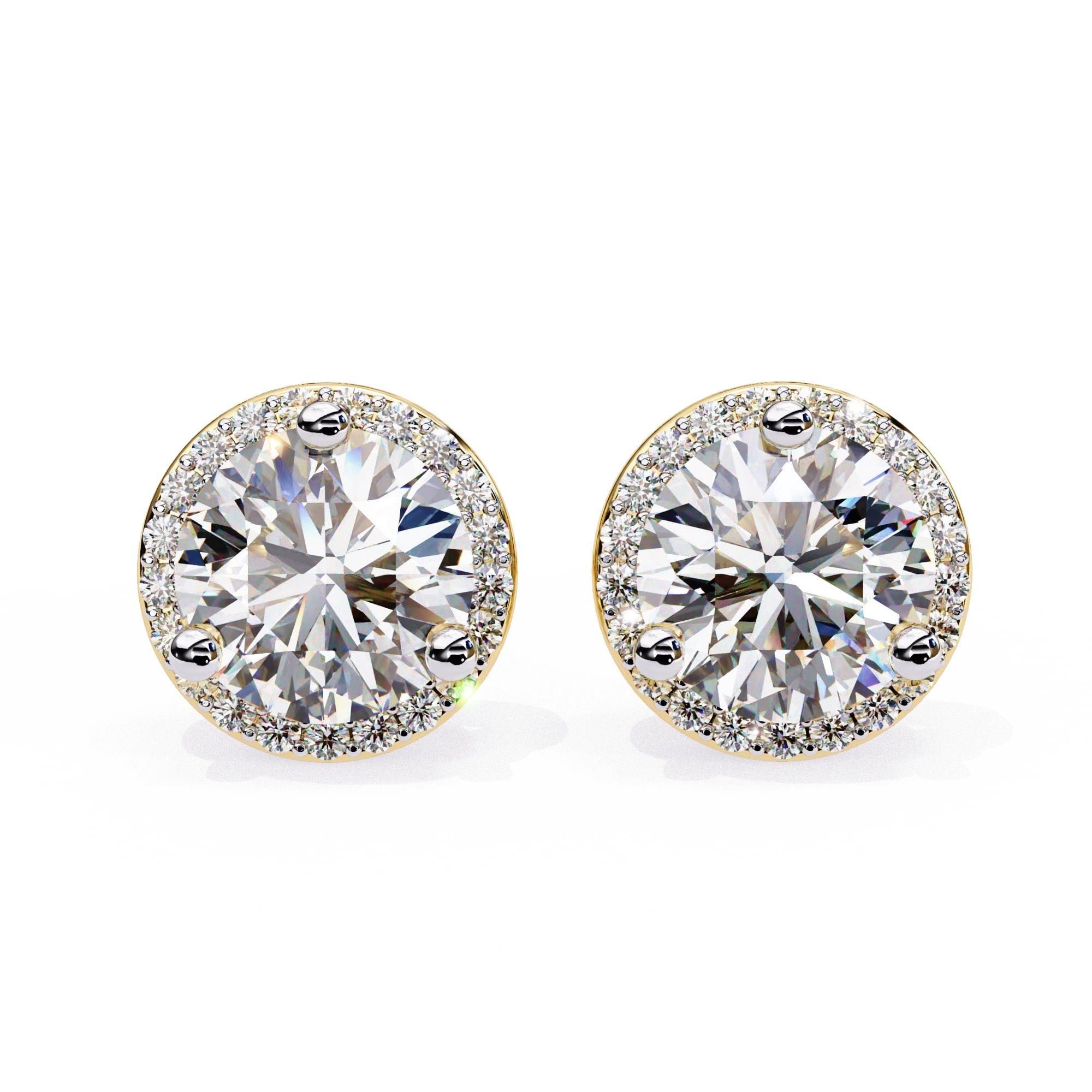 Round Cut Lab Diamond Halo Stud Earrings