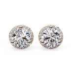 Round Cut Lab Diamond Halo Stud Earrings