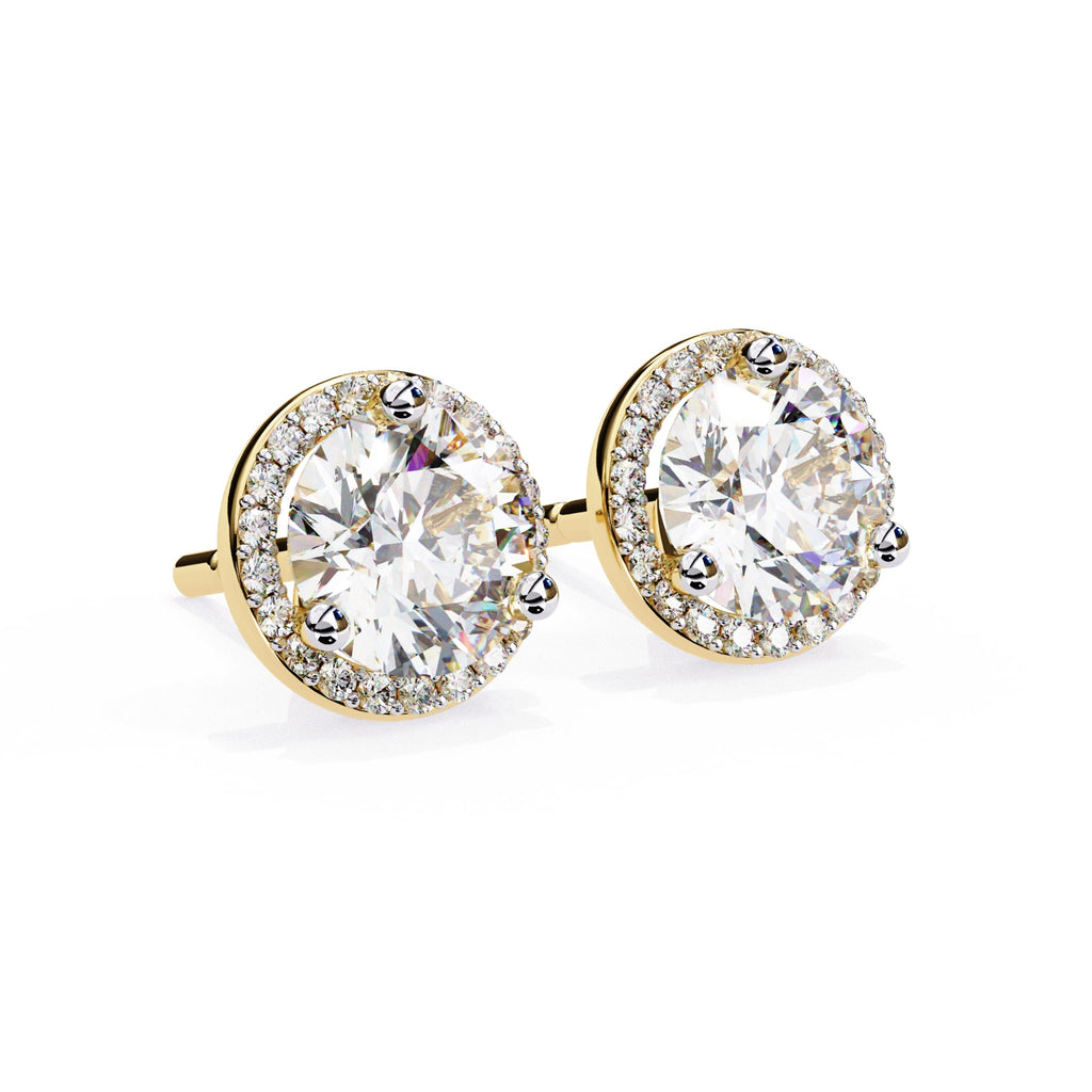 Round Cut Lab Diamond Halo Stud Earrings