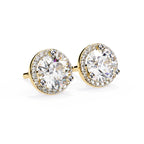 Round Cut Lab Diamond Halo Stud Earrings