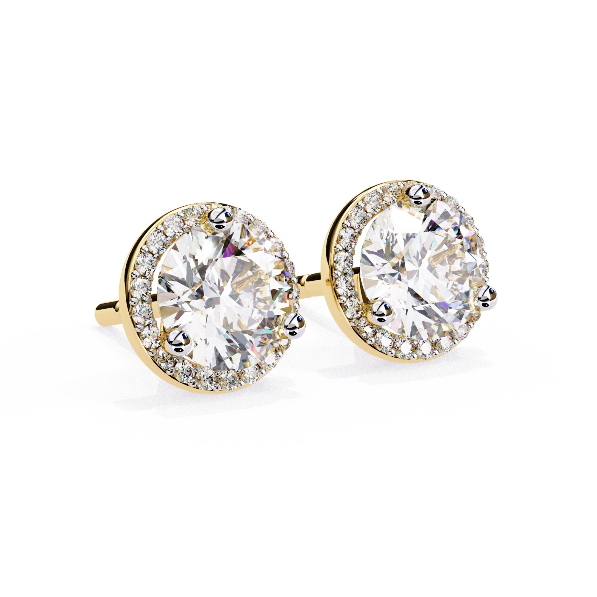 Round Cut Lab Diamond Halo Stud Earrings