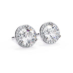 Round Cut Lab Diamond Halo Stud Earrings