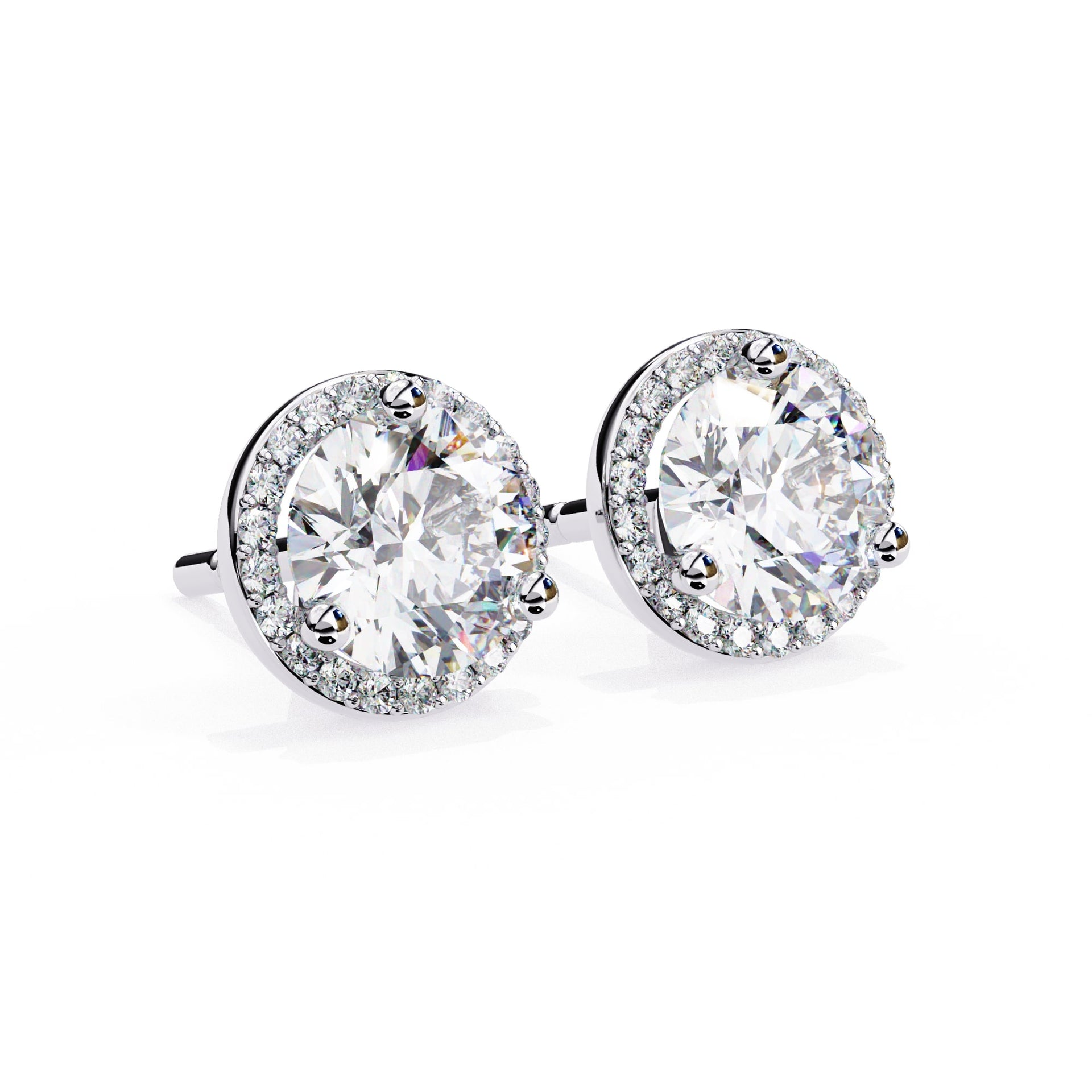 Round Cut Lab Diamond Halo Stud Earrings