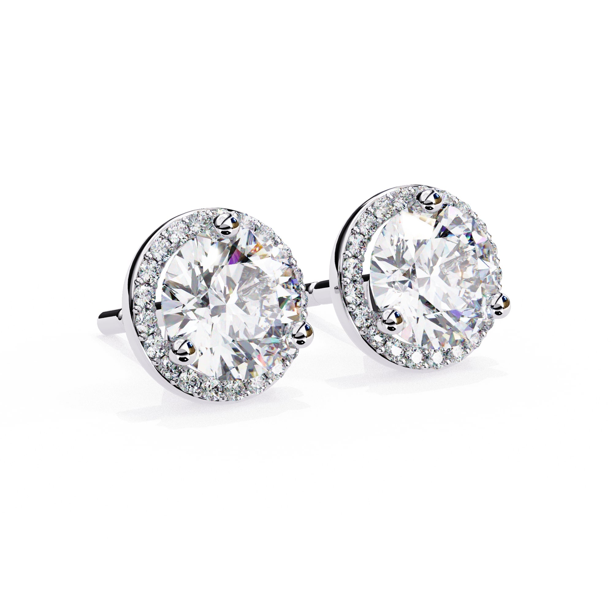 Round Cut Lab Diamond Halo Stud Earrings
