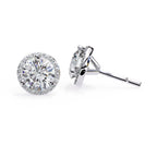 Round Cut Lab Diamond Halo Stud Earrings