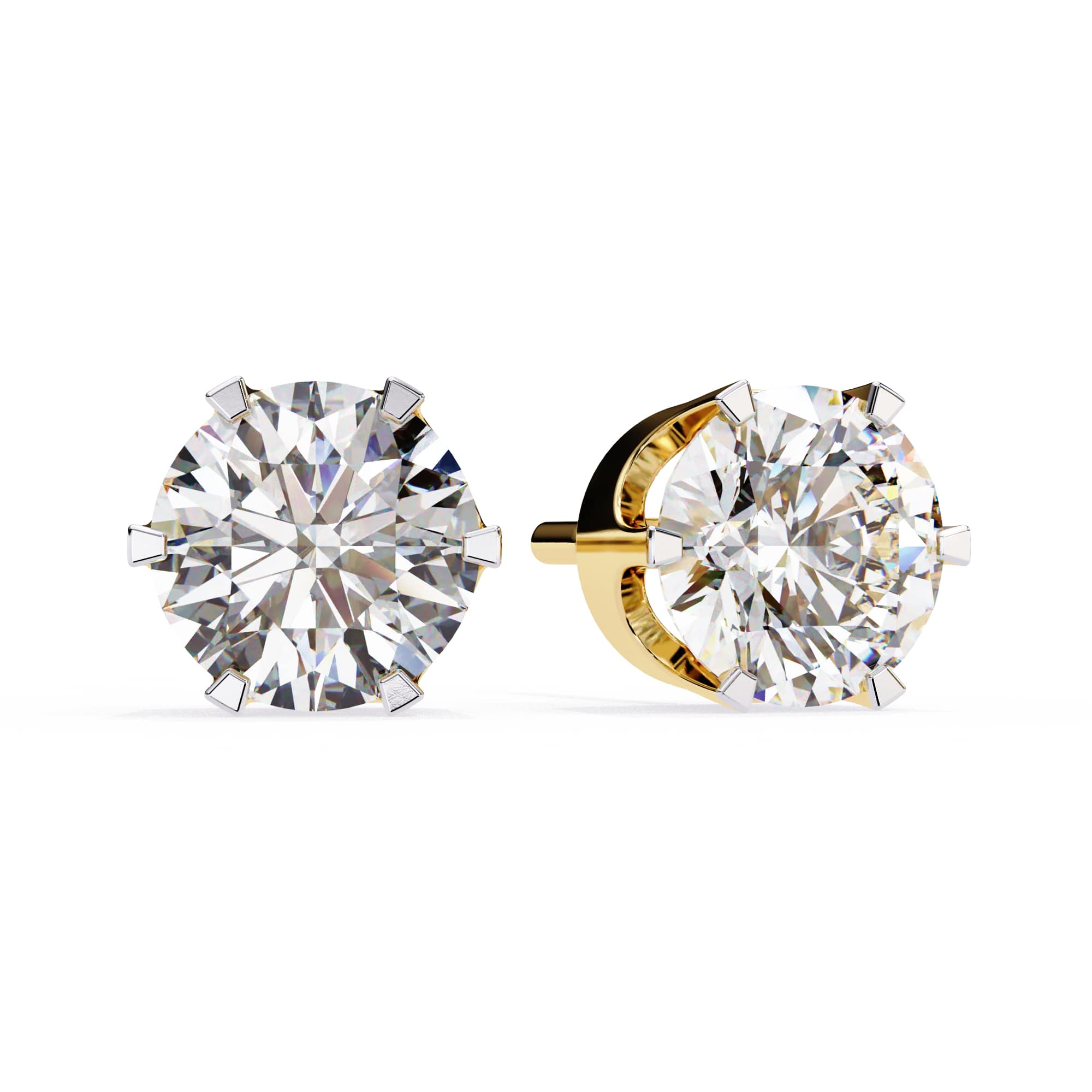 Fancy Round Lab Grown Diamond Stud Earrings