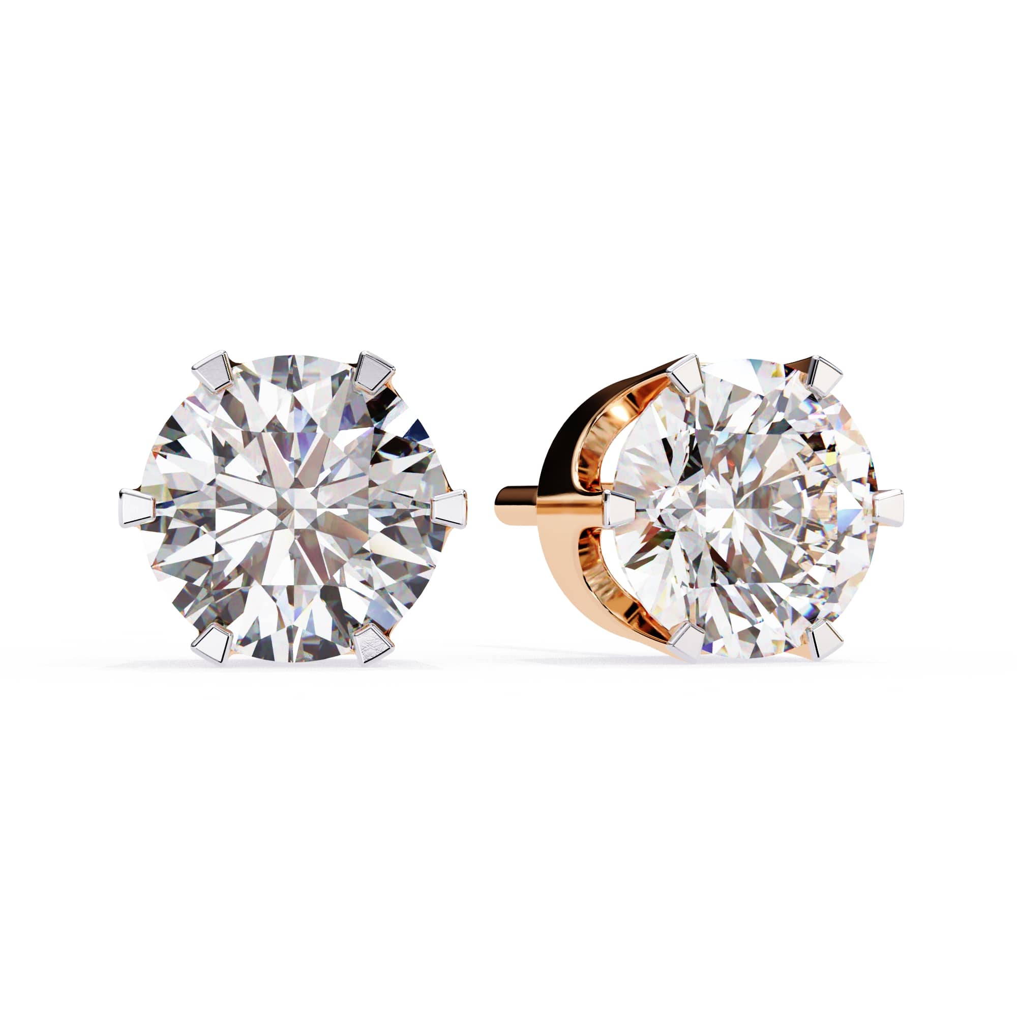 Fancy Round Lab Grown Diamond Stud Earrings