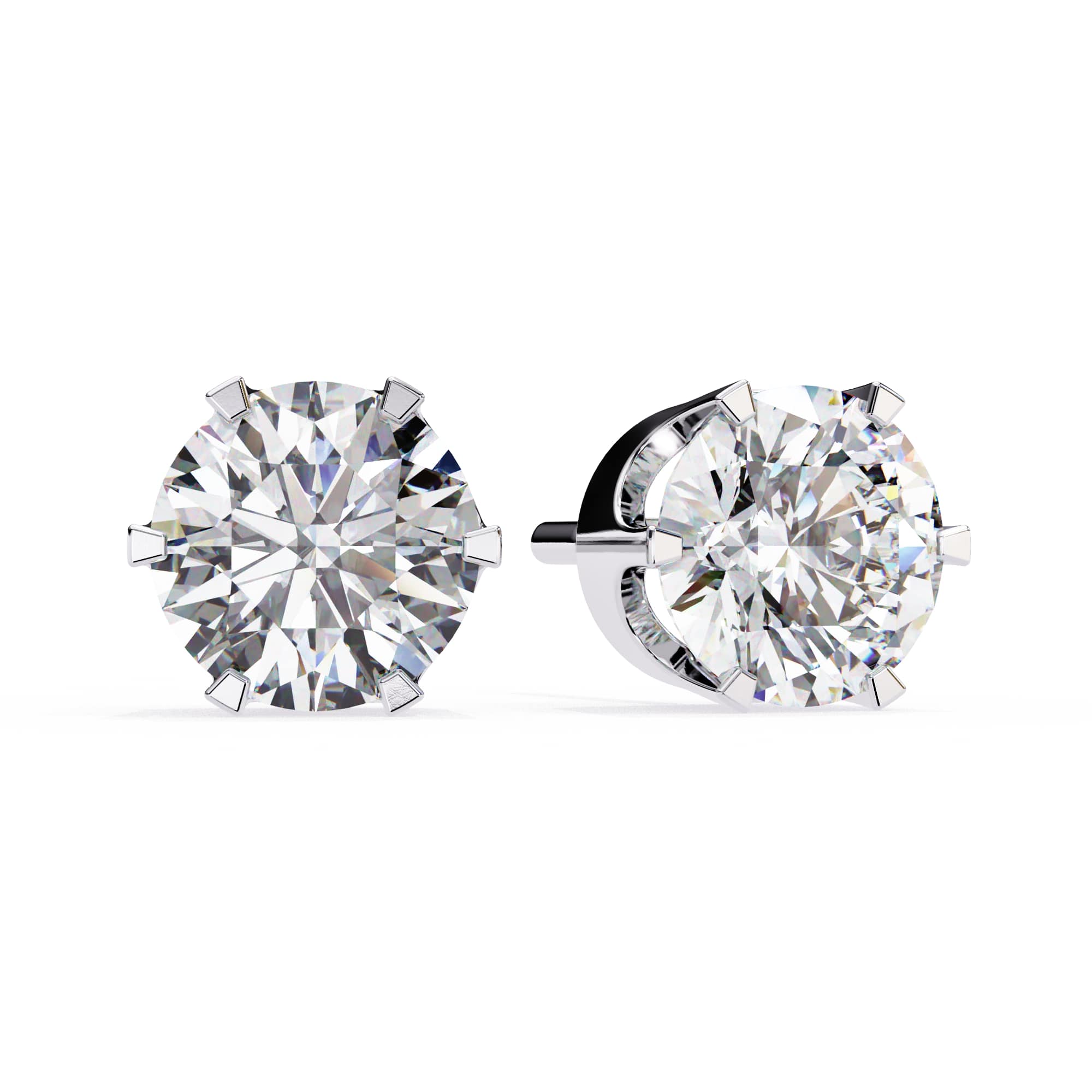 Fancy Round Lab Grown Diamond Stud Earrings
