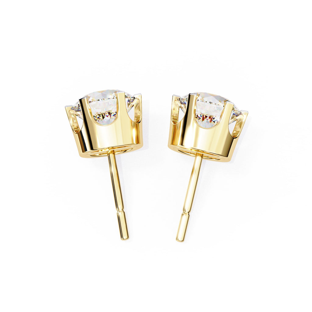 Fancy Round Lab Grown Diamond Stud Earrings