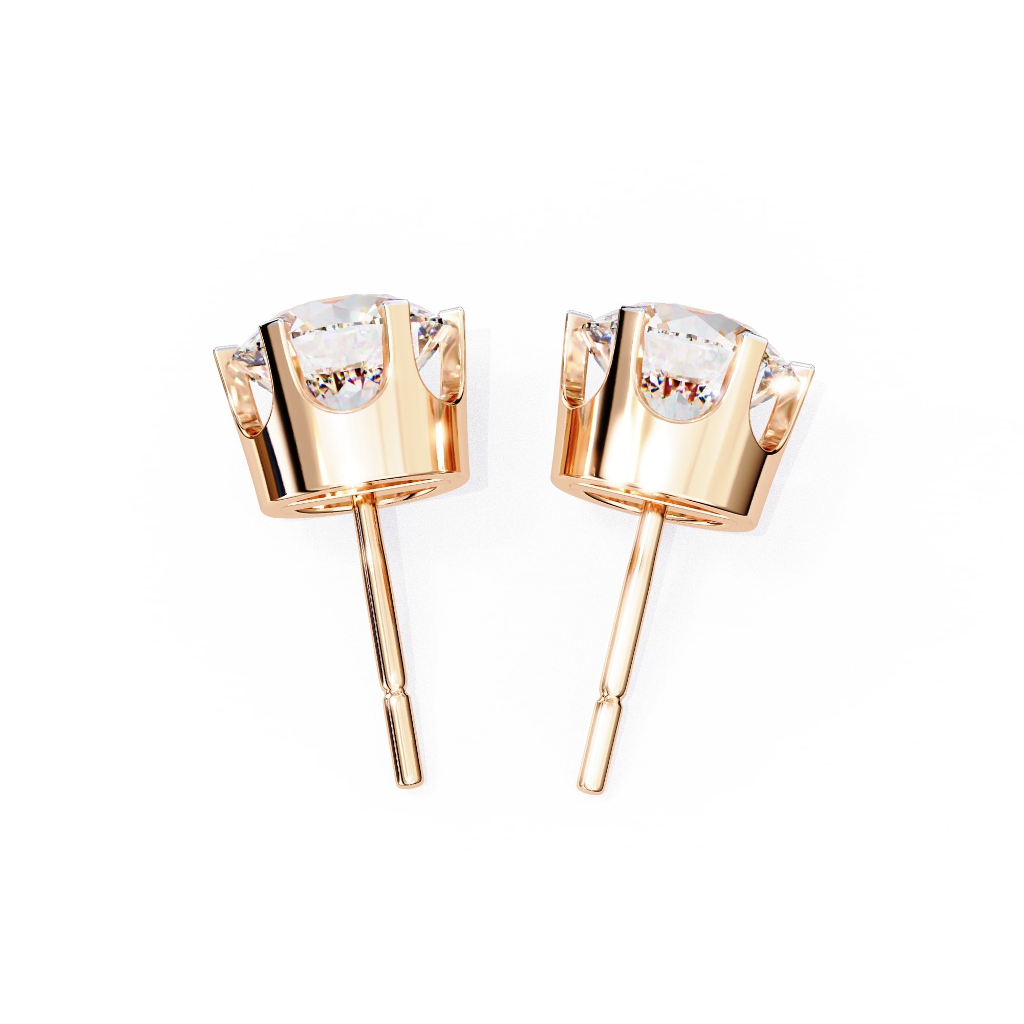 Fancy Round Lab Grown Diamond Stud Earrings