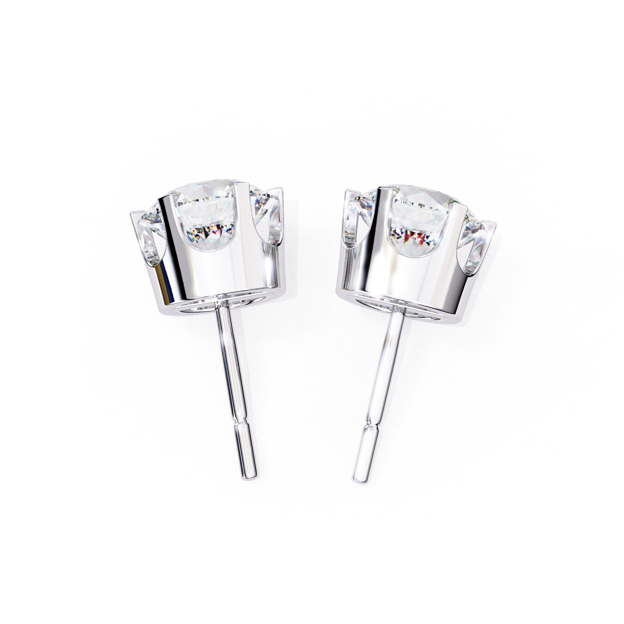 Fancy Round Lab Grown Diamond Stud Earrings