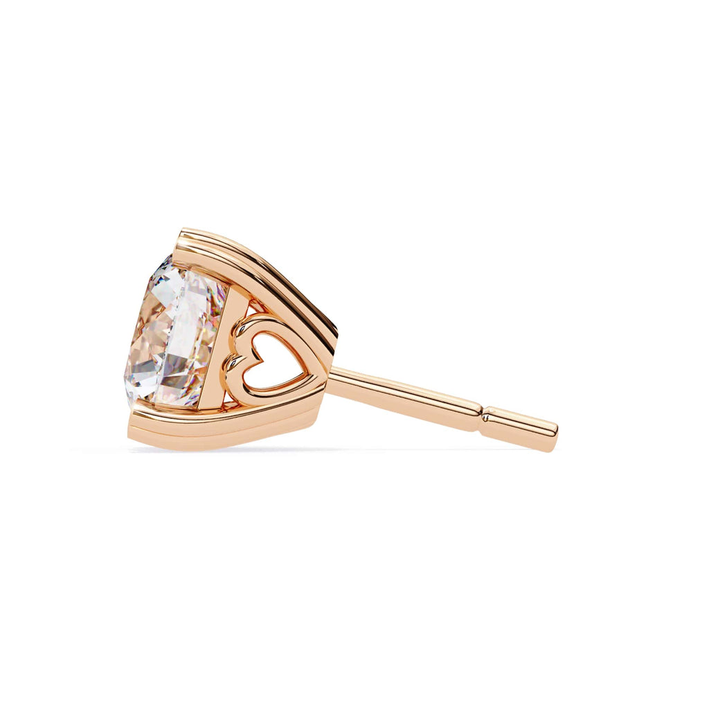 Round Cut Lab Grown Diamond Earrings With 4 Prong