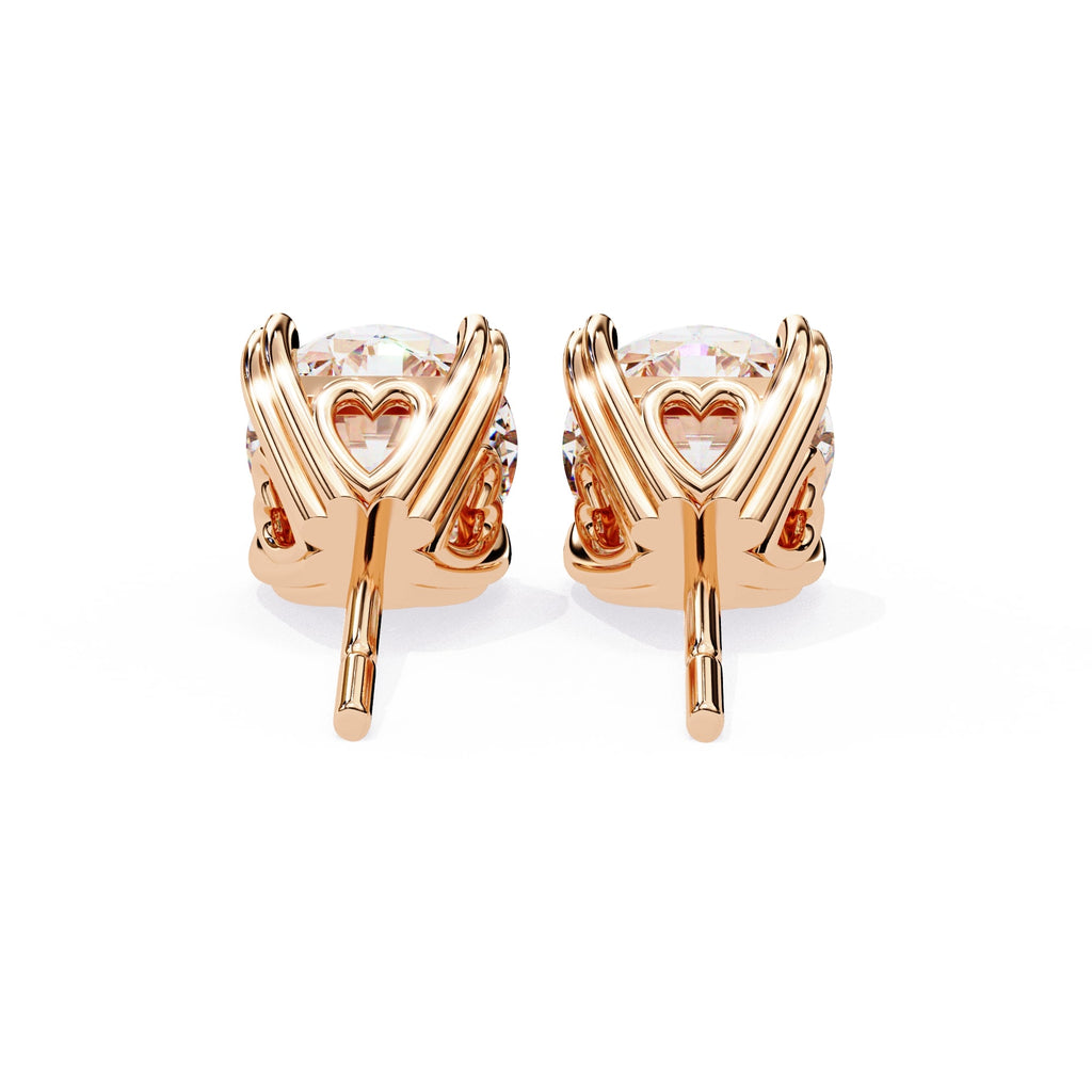 Round Cut Lab Grown Diamond Earrings With 4 Prong