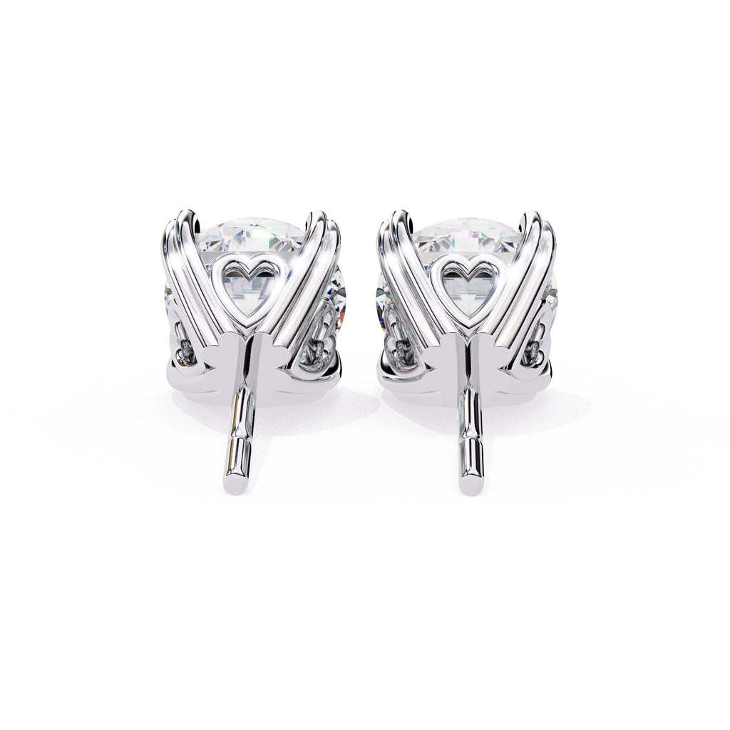 Round Cut Lab Grown Diamond Earrings With 4 Prong
