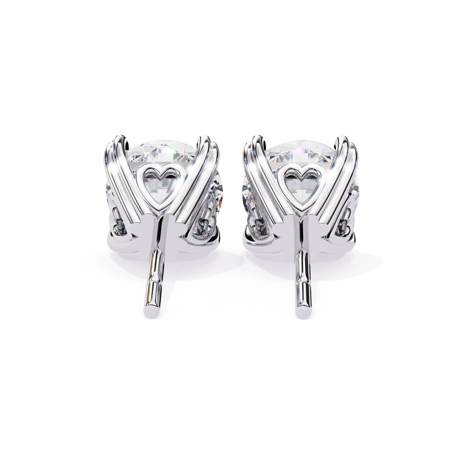 Round Cut Lab Grown Diamond Earrings With 4 Prong