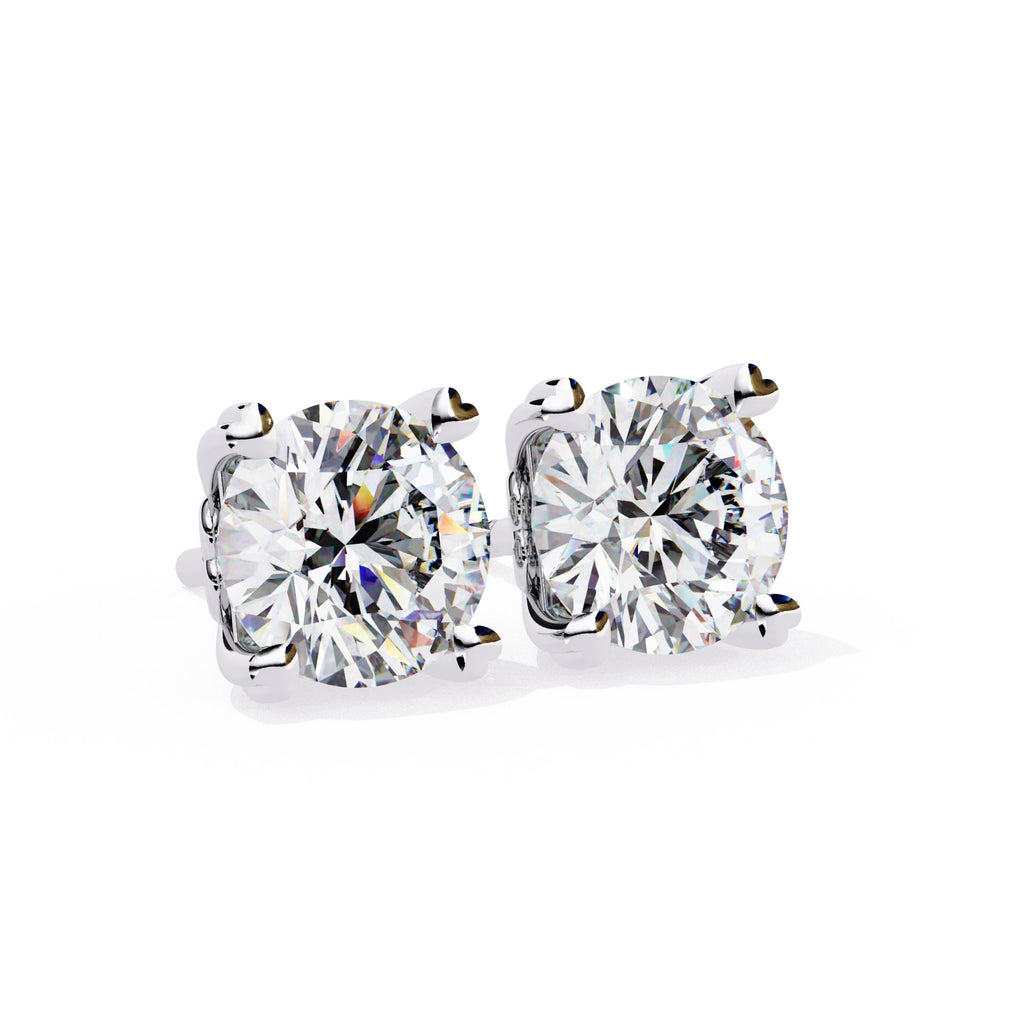 Round Cut Lab Grown Diamond Earrings With 4 Prong