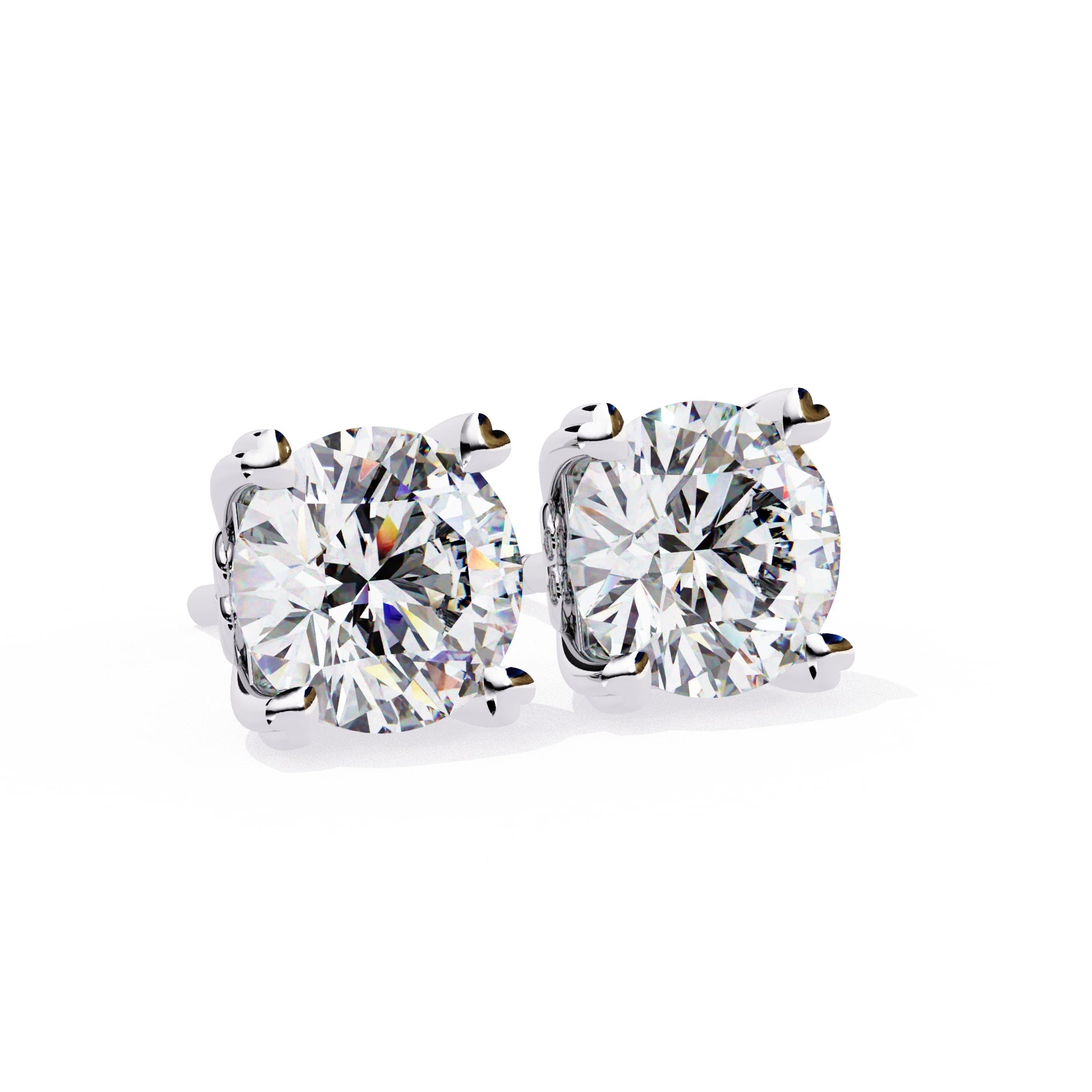 Round Cut Lab Grown Diamond Earrings With 4 Prong